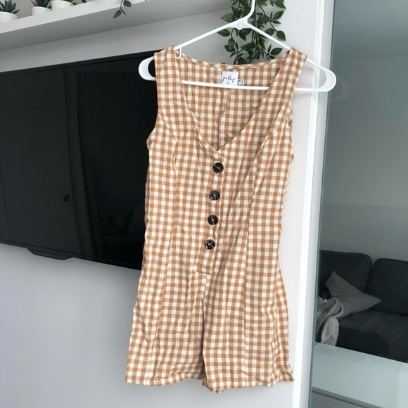 Princess Polly Pants - Princess Polly gingham button front jumpsuit
